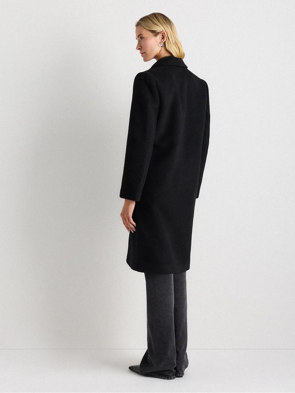 Quince Black Long Cashmere Overcoat New No Tag XS - Picture 5 of 9